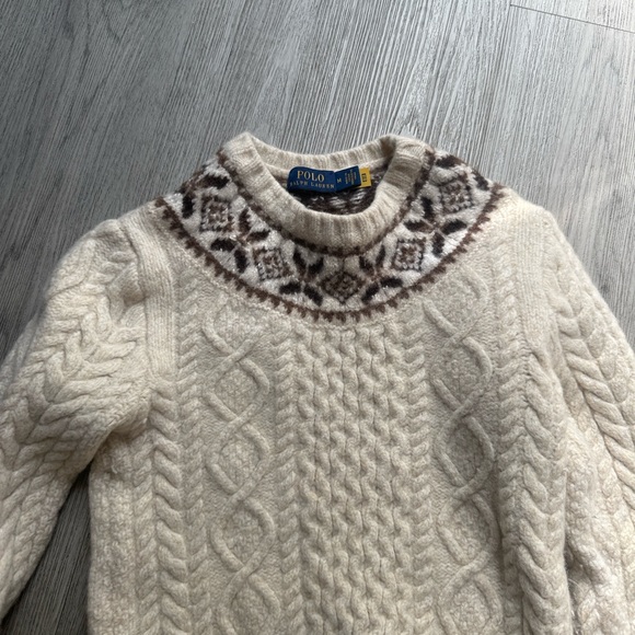 Polo Ralph Lauren Nordic Fair Isle Cream and Brown Knit Sweater - Picture 6 of 9